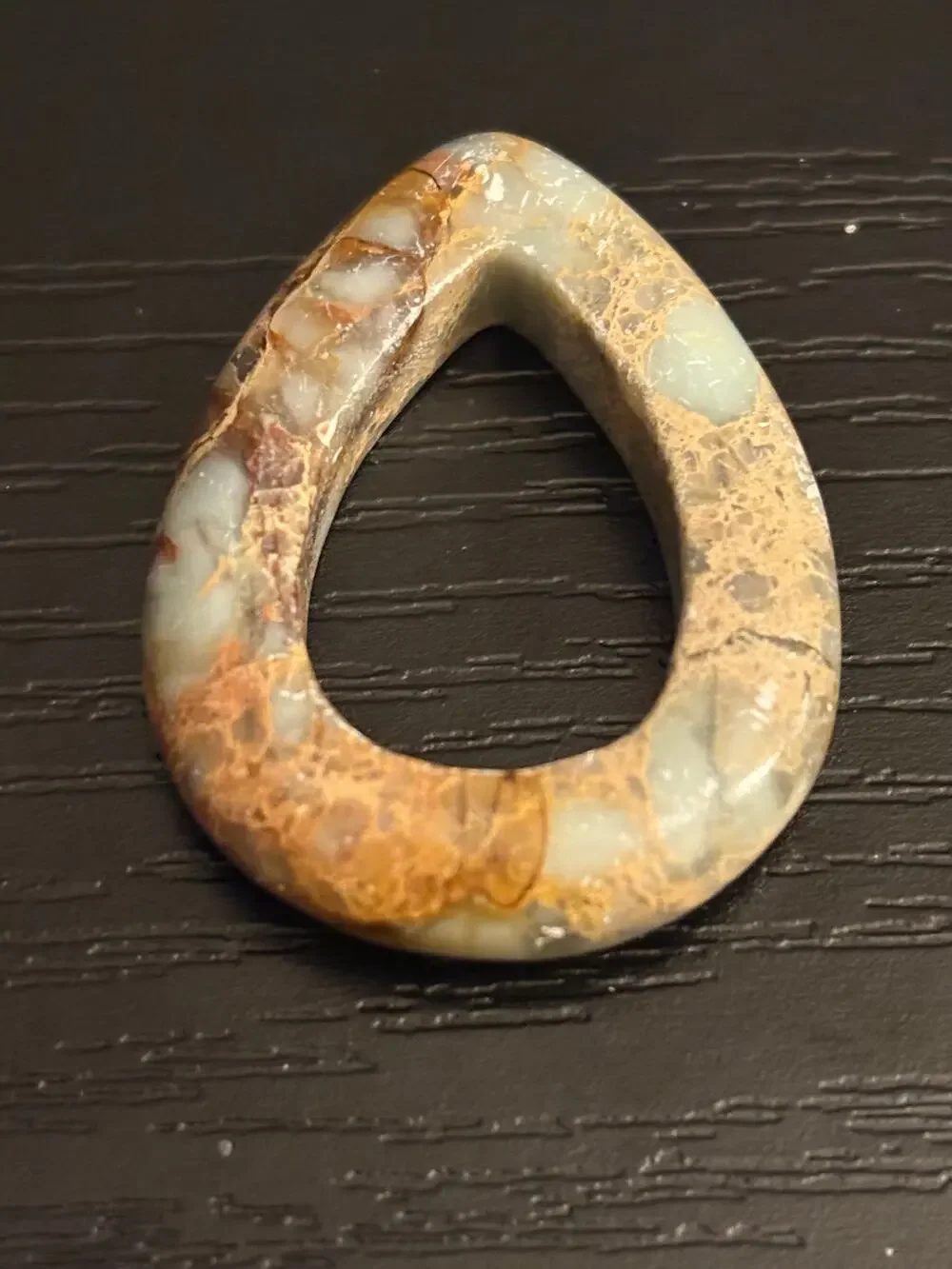 Natural Jasper Open Teardrop Pendant Boho Stone